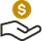 Hand icon with dollar sign identifies low down payment.