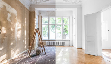 The before and after from a renovation to a fixer-upper home.